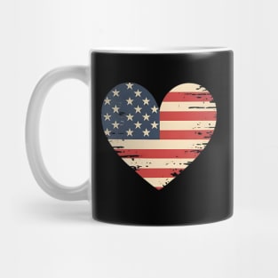 American Flag Heart 4th of July Mug